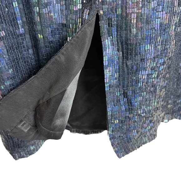 Mark & John by Gopal Vtg Sequin Silk Sheath Dress 12 Party Cocktail Iridescent - Picture 7 of 8